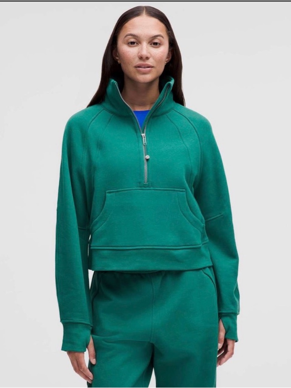 Lululemon Teal Scuba Oversized Funnel-Neck Half-Zip Pullover Sweatshirt - M/L